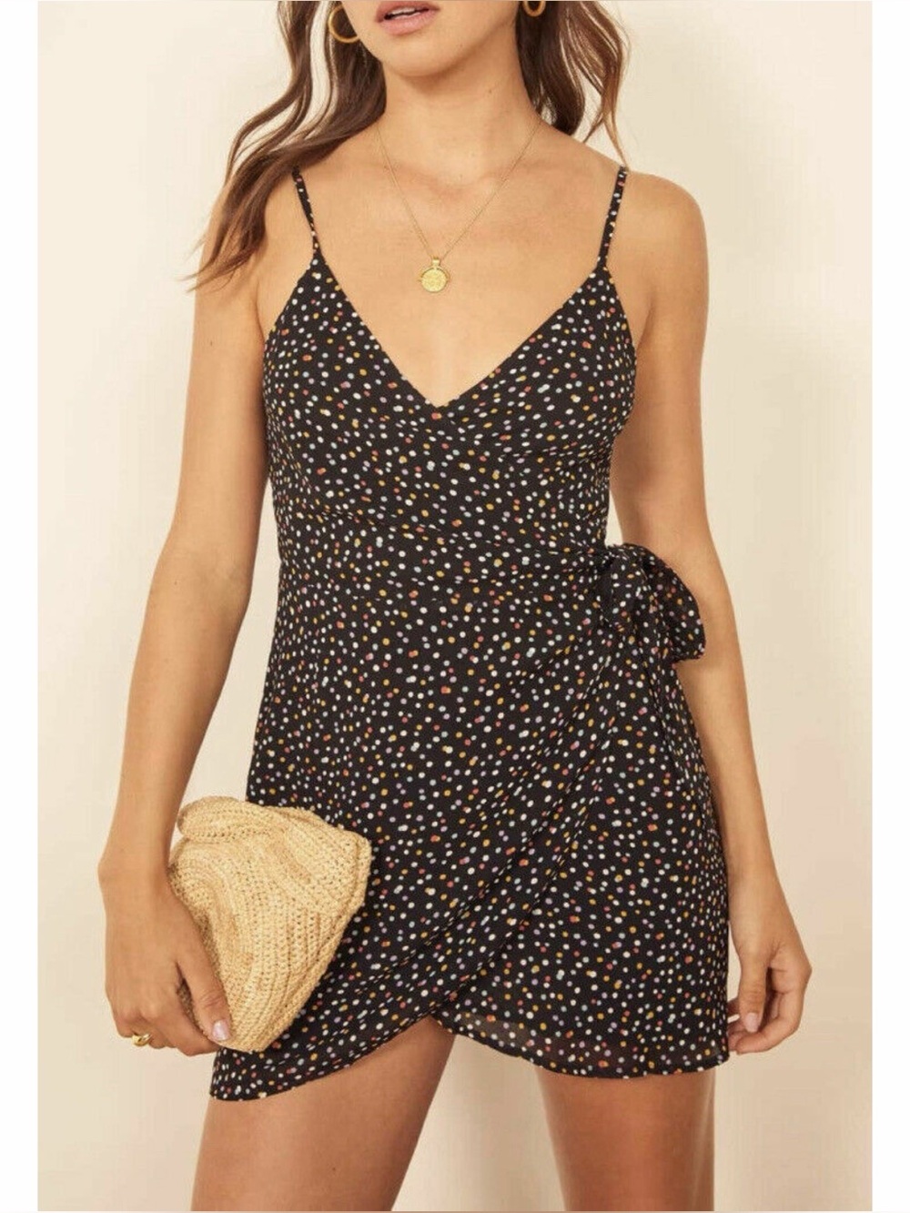 Reformation Troppo Faux Wrap Minidress - Confetti